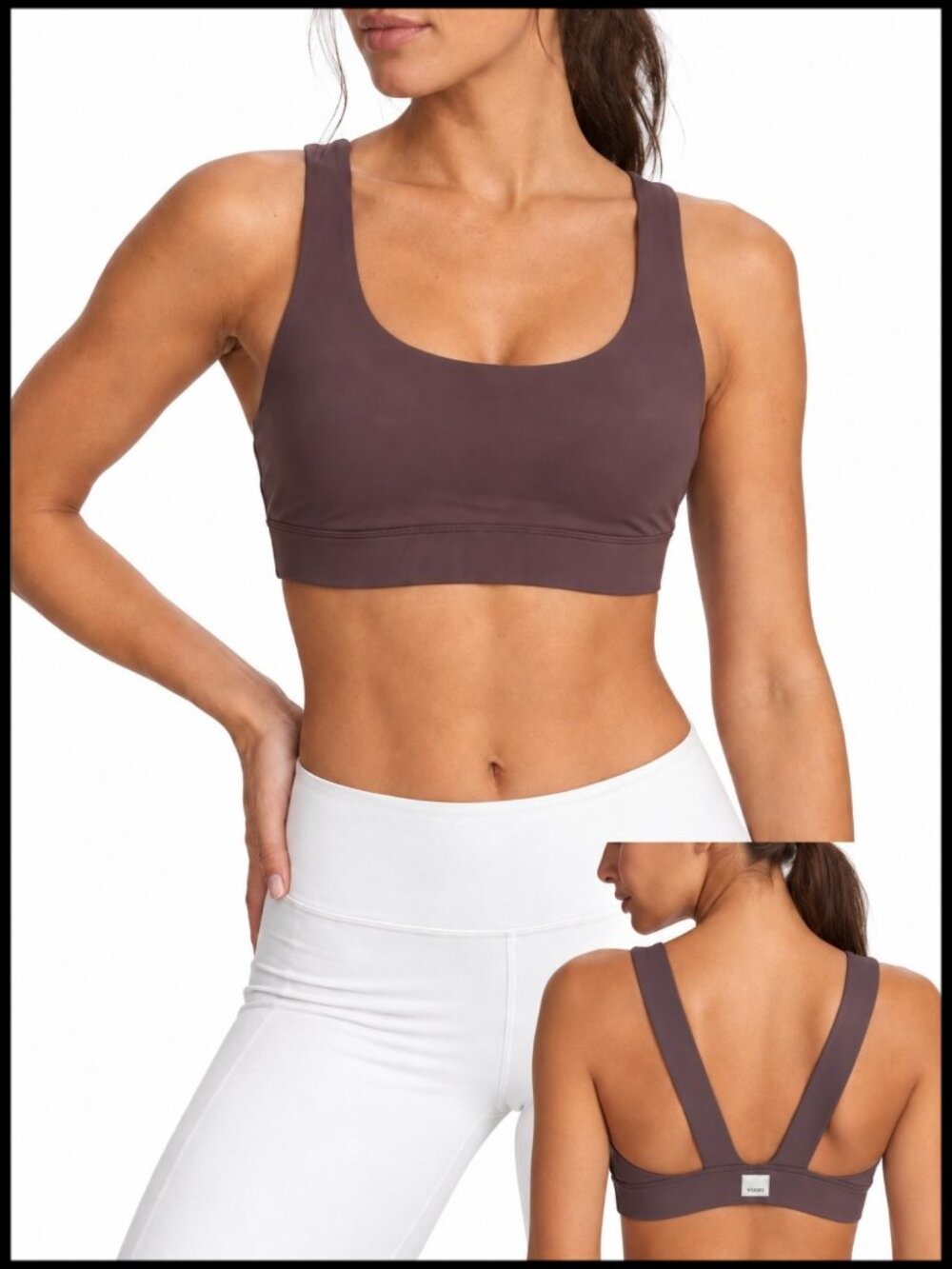 Vuori Stride Sports Bra Plum Purple Split Strap Medium Support M